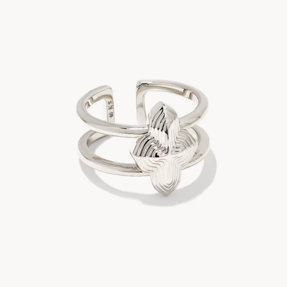 Kendra Scott Abbie Double Band Ring Silver NWT Size 8